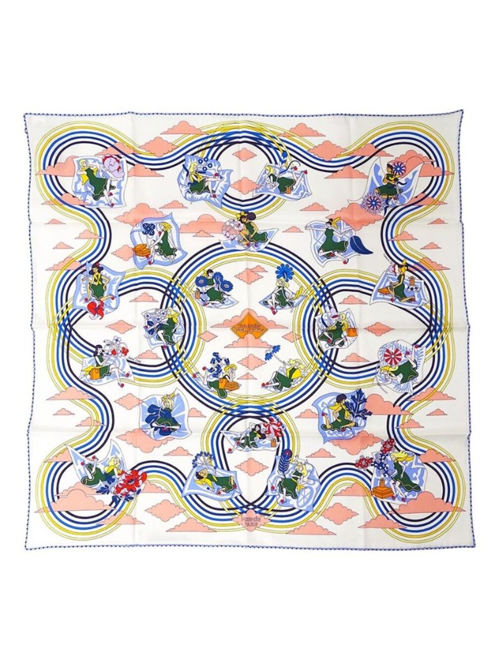 Hermes Scarf Carre 70 Carres Volants Flying Silk White